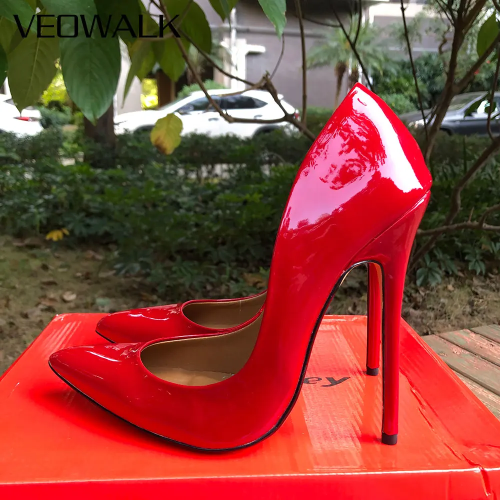 Veowalk 14cm Extreme High Heel Women Sexy Stilettos Pumps Fetish Red Black Gay Drag Queen Nightclub Cross Dresser Unisex Shoes