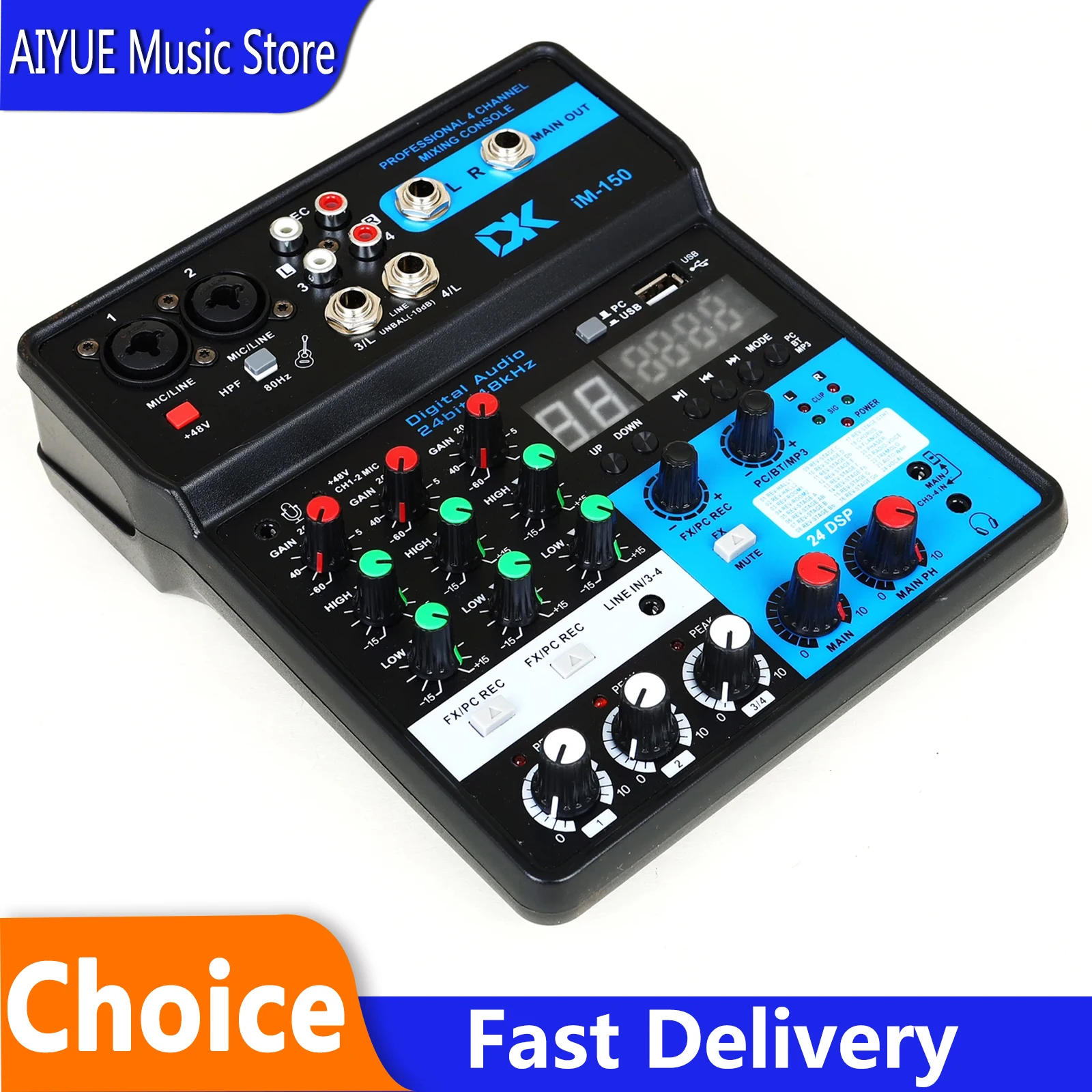 

4-Channel Mixing Console Professional IM-150 Aux Paths Plus Effects Processor 4 Channel Mixing Console Mixer Broadcast