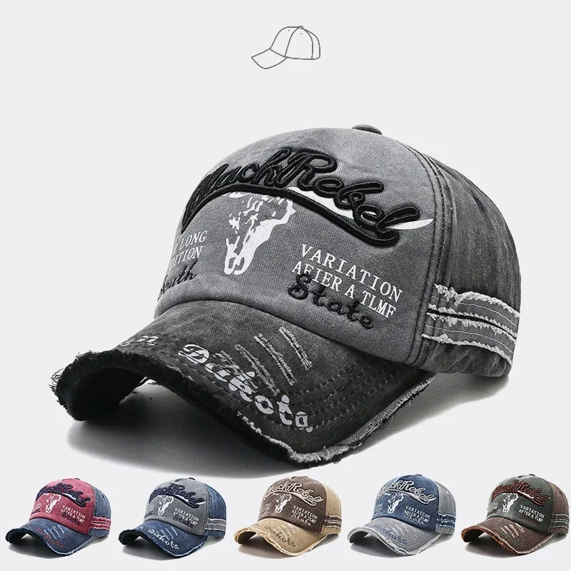 Practical Men Baseball Cap Women Retro Canvas Denim Letters Patchwork Vintage Unisex Snapback Hat Autumn Hip Hop Hats Summer