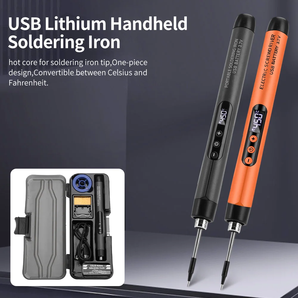 Multifunctional USB Digital Electric Soldering Iron Set Temperature300-450℃ Adjustable Type-C Interface Solder Welding Iron Tool