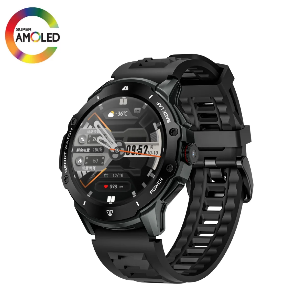 8+128GB Smart Watch AMOLED Screen Camera 4G Network SIM Call Precise Positioning Heart Rate Monitoring Android Smartwatch KB08