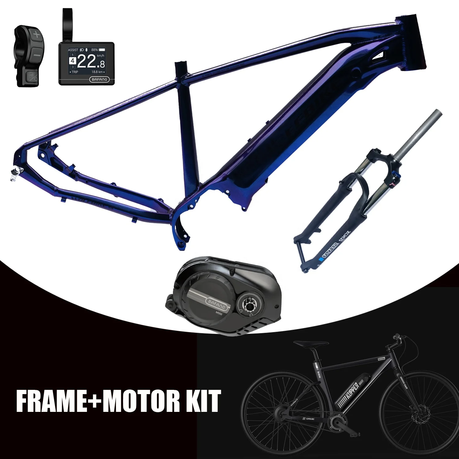 29er  hard tail E-bike Electric Bike bicycle Frame compatible to Bafang M500/M600 motor and Battery