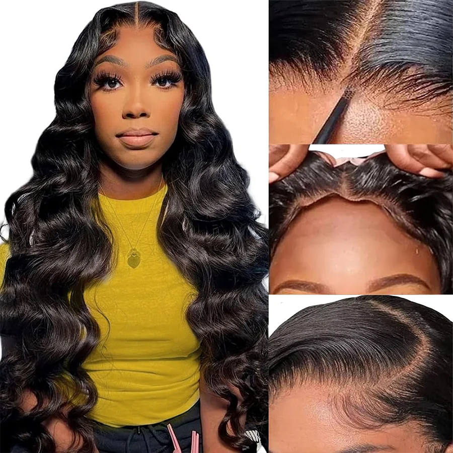 Glueless 6X4 Pre-Cut Lace Wig Human Hair Ready to Go Human Hair Wigs Ready to Wear Glueless Closure Wig Bleached Knots