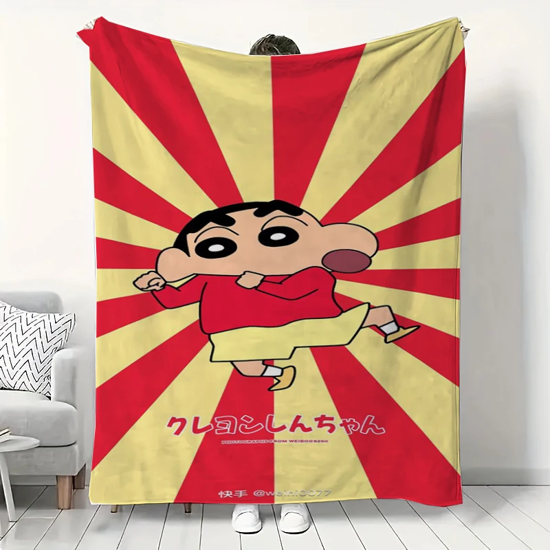 

MINISO Crayon Shin-chan cartoon anime flannel blanket is suitable for children/adults/couples camping soft and comfortable