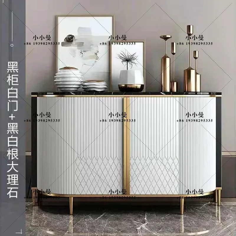 Light Luxury Door Cabinet Living Room Entry American Dining Side Cabinet Marble Shoe Cabinet Simple Modern Solid Wood