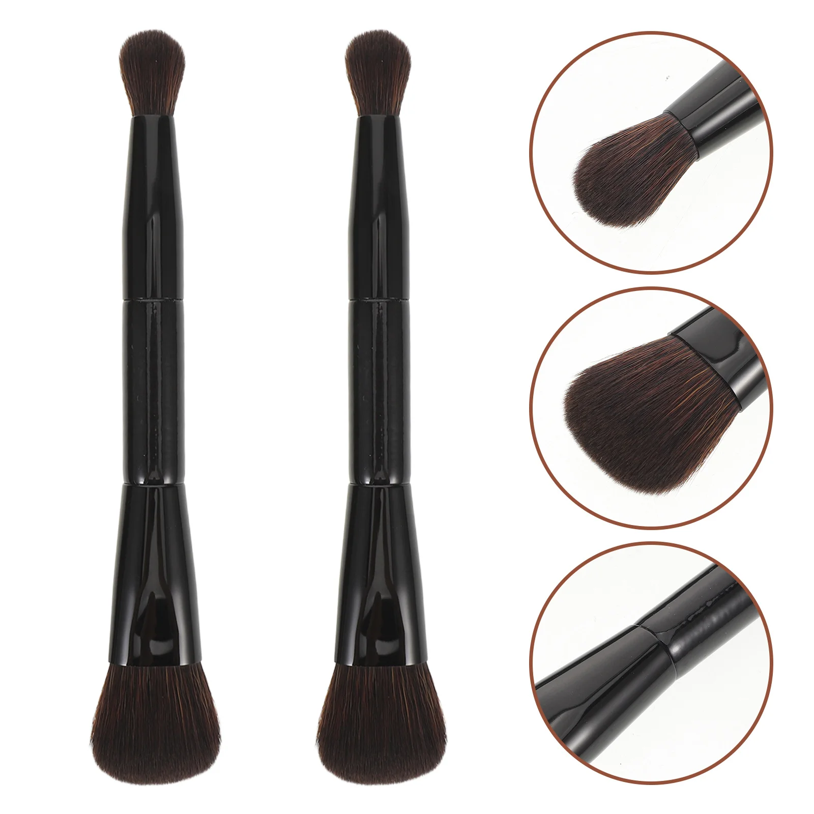 2 pçs pincel de maquiagem de ponta dupla dupla face blush contorno iluminador pó fundação escova cerdas macias pele sensível