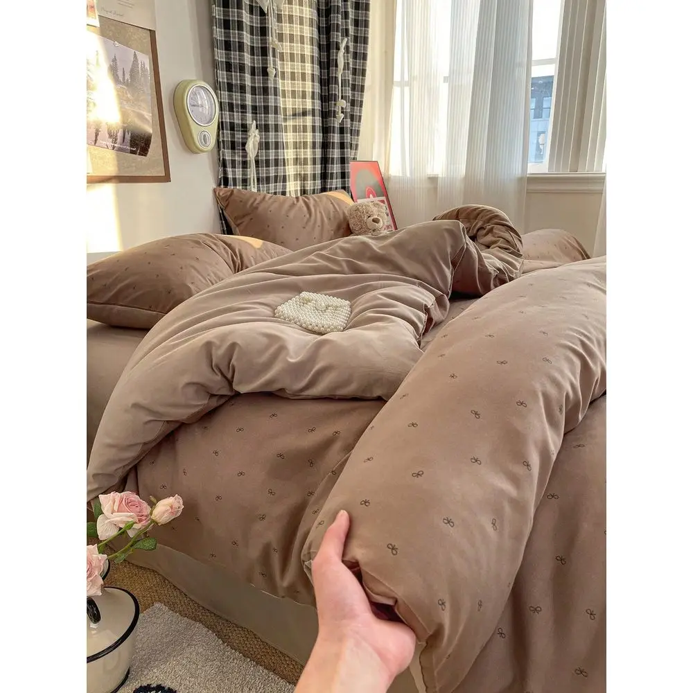 

3pcs Floral, Bow, Striped Plaid Pattern Duvet Cover Set, 1 Duvet Cover 1 2 Pillow Shams, Soft Breathable Washable Fabric, Suita