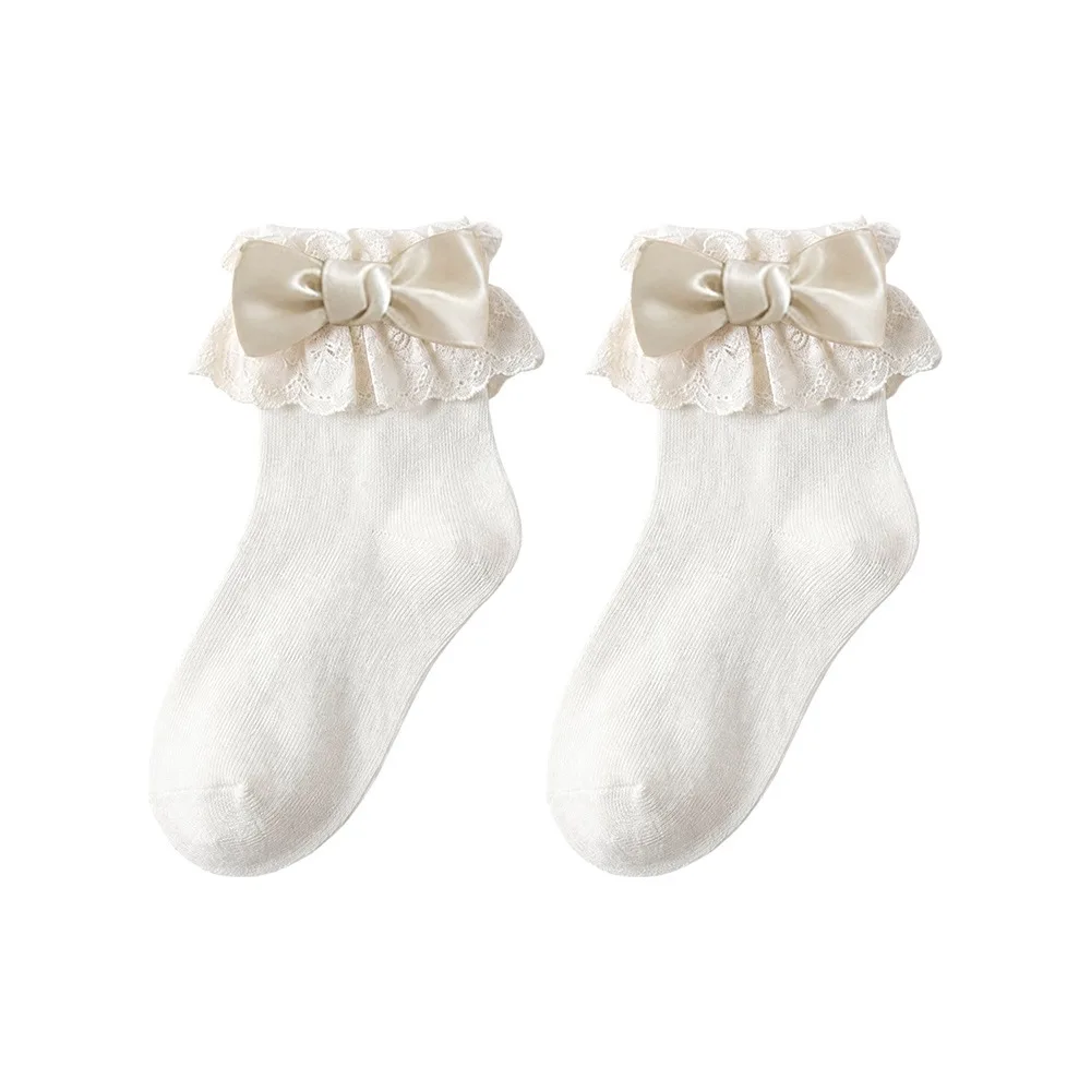 Kawaii White Women Socks Harajuku Lolita Bowknot Socks Short Crew Socks Girl Gift