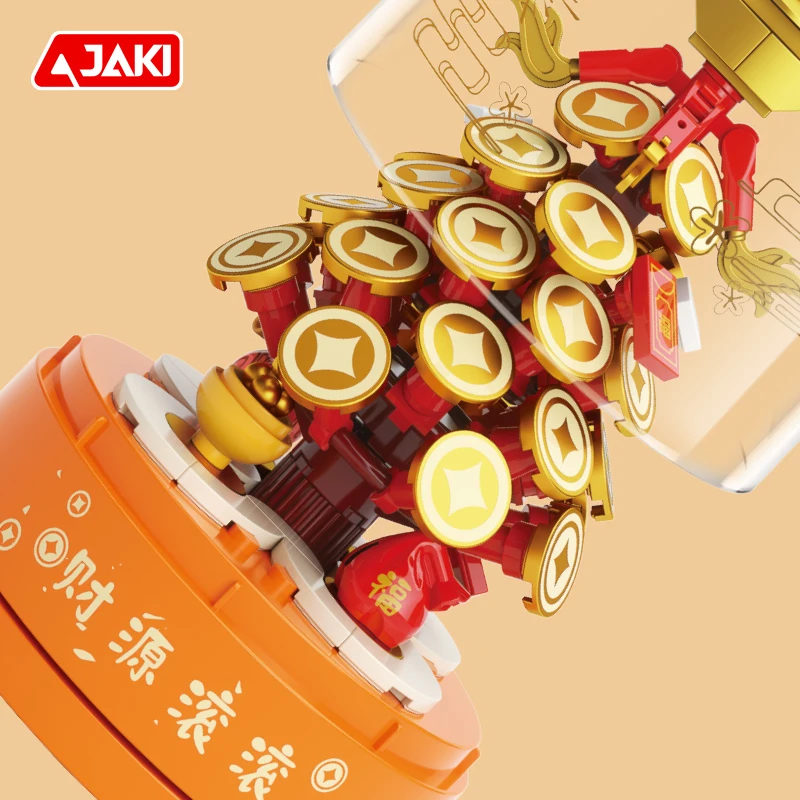 JAKI new national tide series music box music box revenue Spring Festival decoration pieces adults building blocks toys