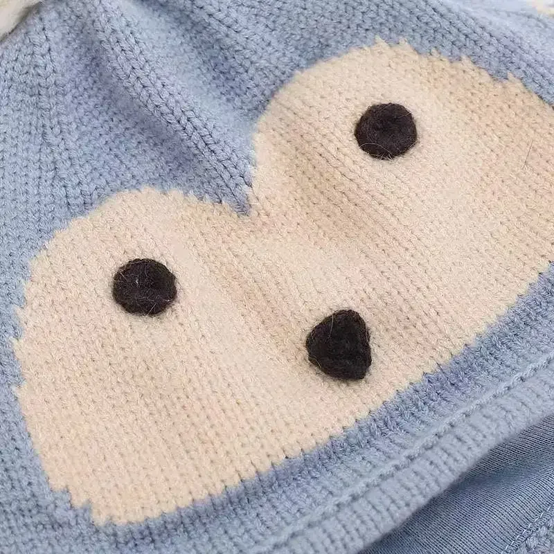 0-4Y Jungen Mädchen Winddichte Mütze Neugeborenes Baby Strickmütze Winter Warm Pinguin Earflap Beanie Niedliche Pom Pom Paw Hut