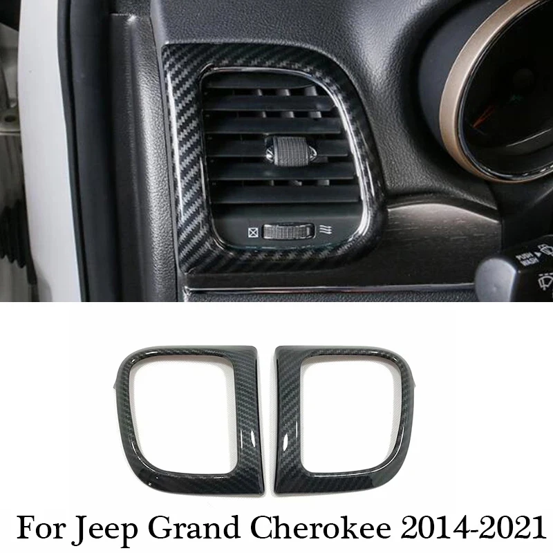 For Jeep Grand Cherokee 2014 15 16 17 18 19 2020 ABS Chrome/Carbon Car Gearshift Knob Frame Panel Trim Frame Sticker Accessories