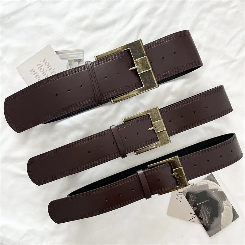 Women Belt for Dress Luxury Simple Square Wide Belt Vintage Distressed Fashion Versatile Corset Belt