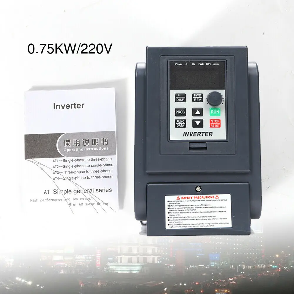 1 Phase Frequency Converter 750W Universal VFD Speed Controller Inverter AT2 220V