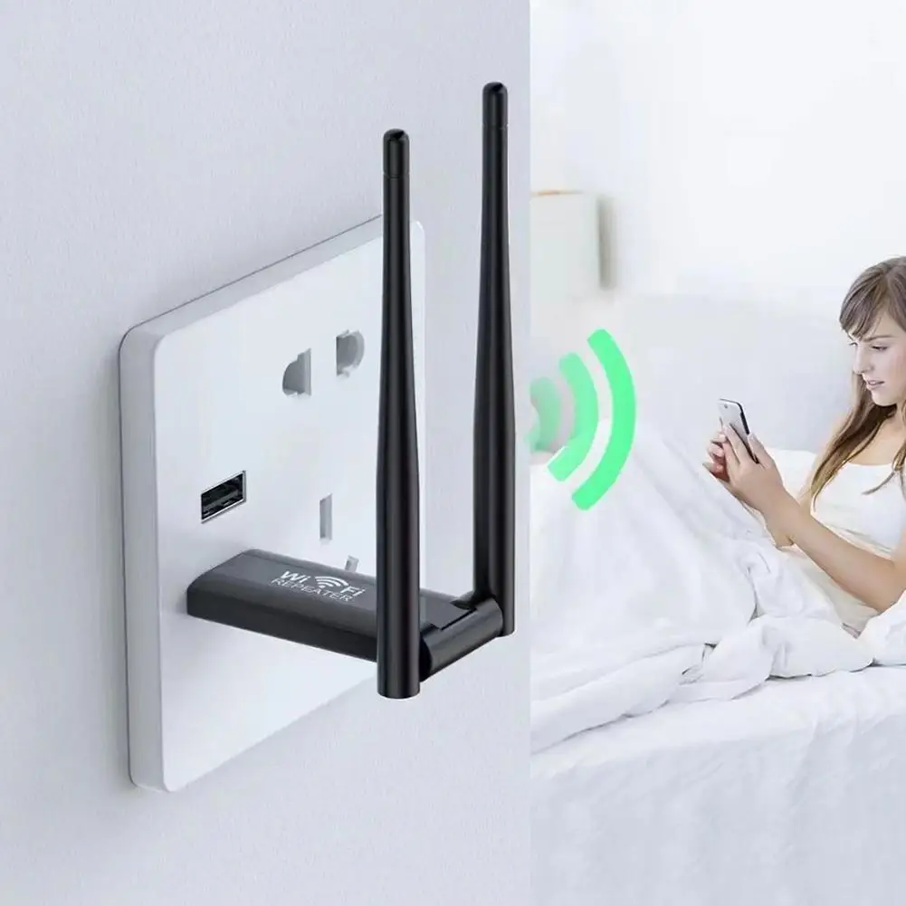 WiFi Signal Amplifier 300m WiFi Repeater Extender Signal Amplifier Booster Long Range Router Home Network Extension