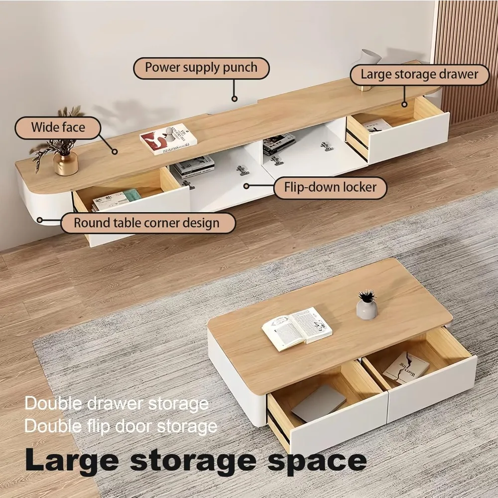 

Fully-Assembled Floating TV Stand Wall Mounted Entertainment Center, Modern Media Console with Hidden Storage, 47-118 Inch