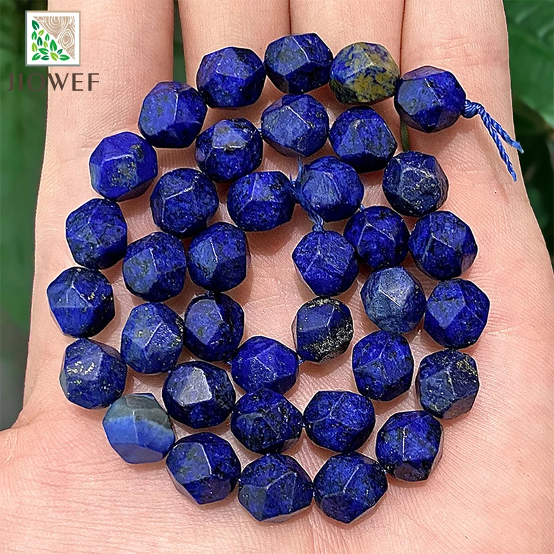 Cuentas de piedra Natural para fabricación de joyas, espaciadores de lapislázuli azul facetado, cuentas sueltas, accesorios de pulsera DIY, 14