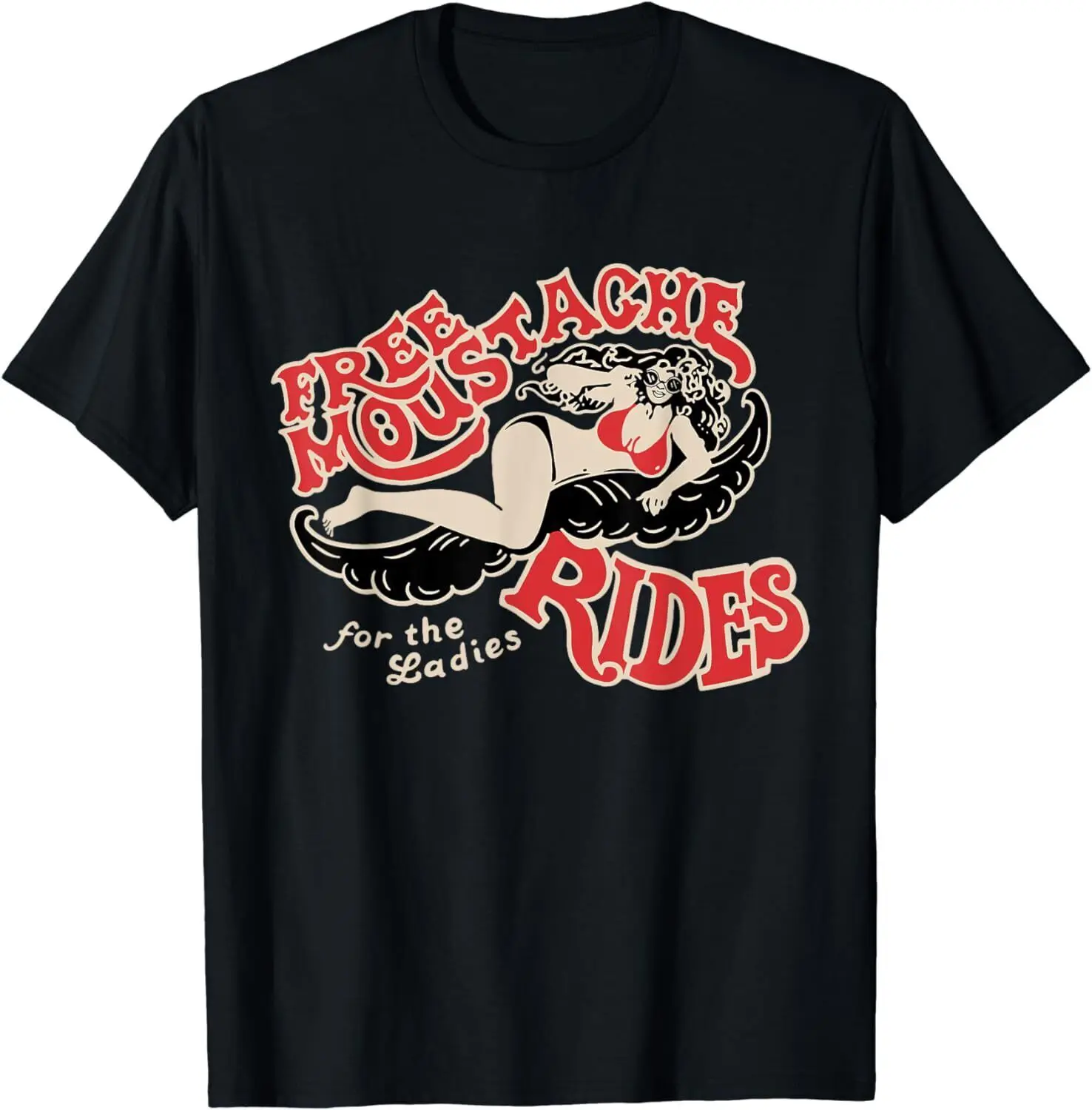 Free Moustache Rides T-Shirt, S-5XL, Unisex Tee