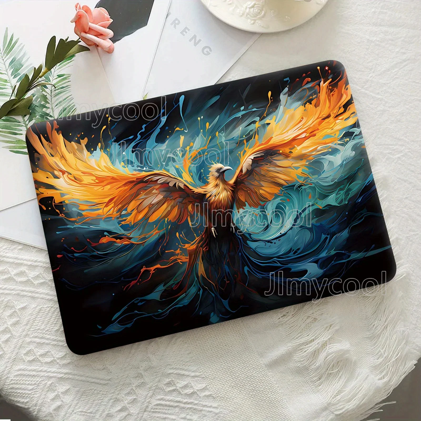 2 Pieces Vibrant Phoenix Art Laptop Light Beige  SelfAdhesive Removable PVC Sticker Perfect for Laptops Decal Stickers