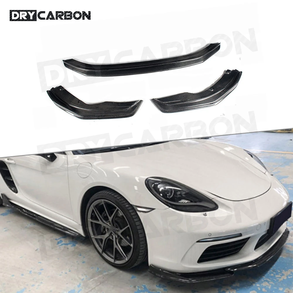 

Carbon Fiber Front Bumper Lip Aprons Spoiler Chin Splitters for Porsche 718 Cayman Boxster 2016-2019 Car Styling Body Kits