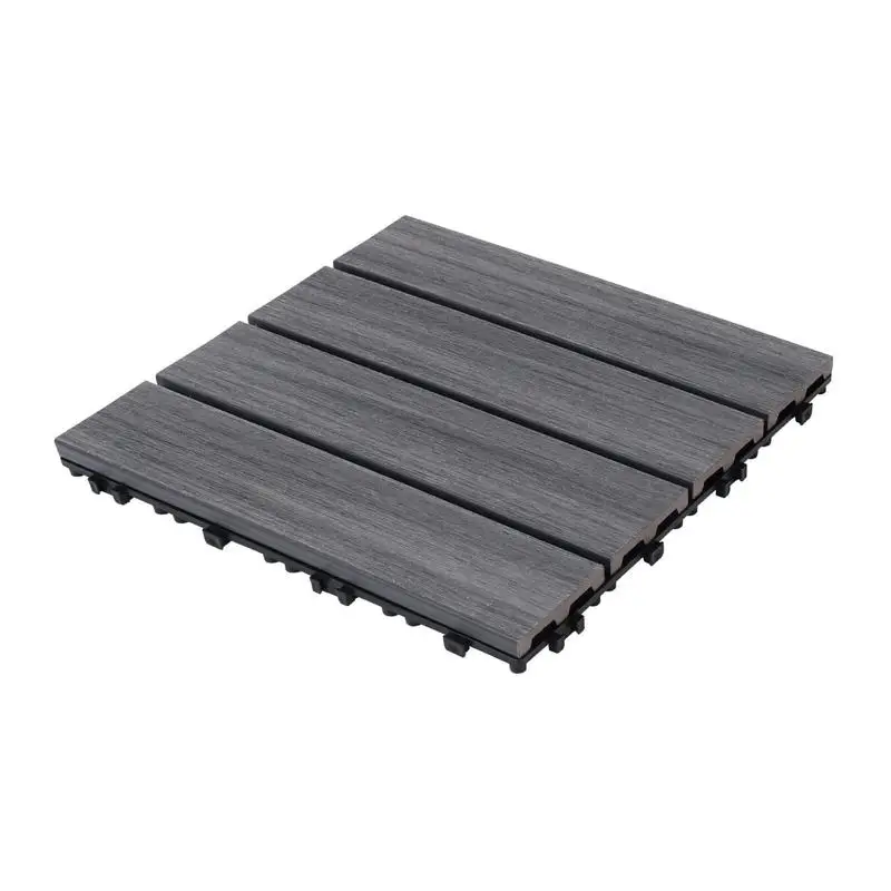 

22 Pack WPC Wood-Plastic Composite Patio Deck Tiles, DIY Interlocking Outdoor Flooring, Quick Install, Water Resistant, 11.8