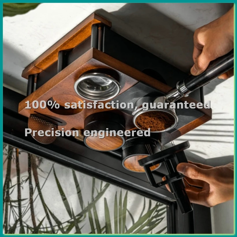 Espresso Tamping Station Multifunctional Solid Wood Powder Pressing Stand Wooden Espresso Machine Accessories A-A46I
