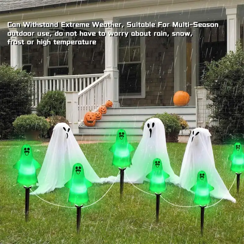 2024 Halloween Solar Ghost Pathway Lights LED Ghost Stake Lamp Halloween Decorations for outdoor Garden courtyard terrace lawn