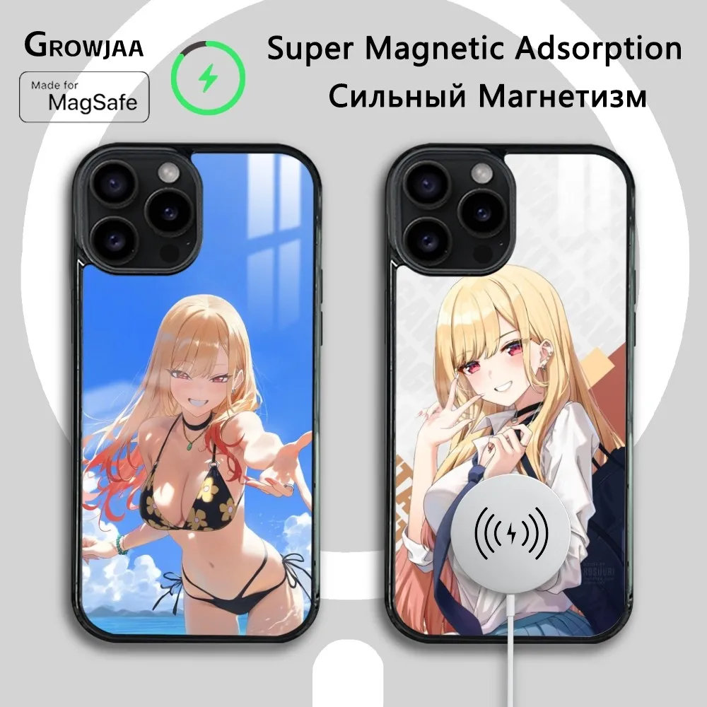 K-Kitagawa Marin Cute Anime Girl Phone Case For iPhone 16 15 14 13 12 11Pro Max Plus Mini Magsafe Mirror Wireless Magnetic Cover