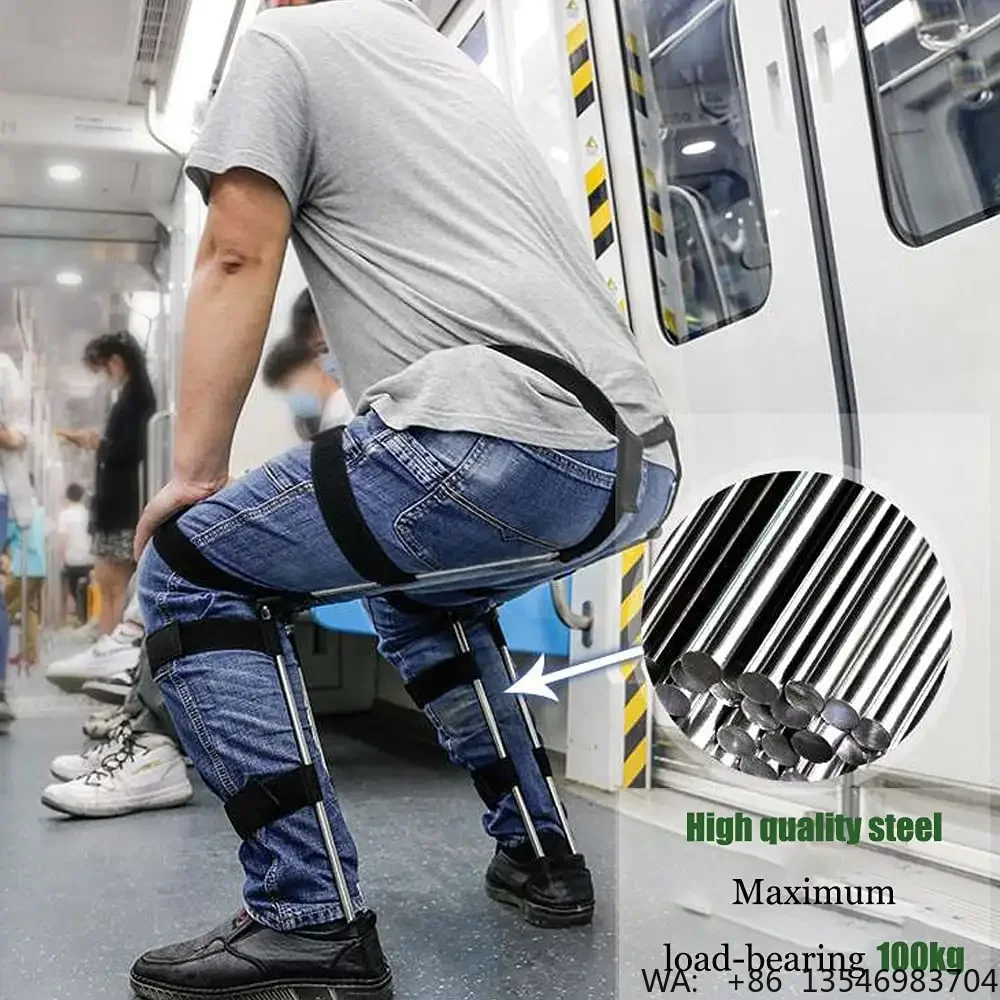 Adjustable Chairless Chair Wearable Exoskeleton Chair Portable Seat Lightweight Portable Folding Magic Chair for Fishing Subway