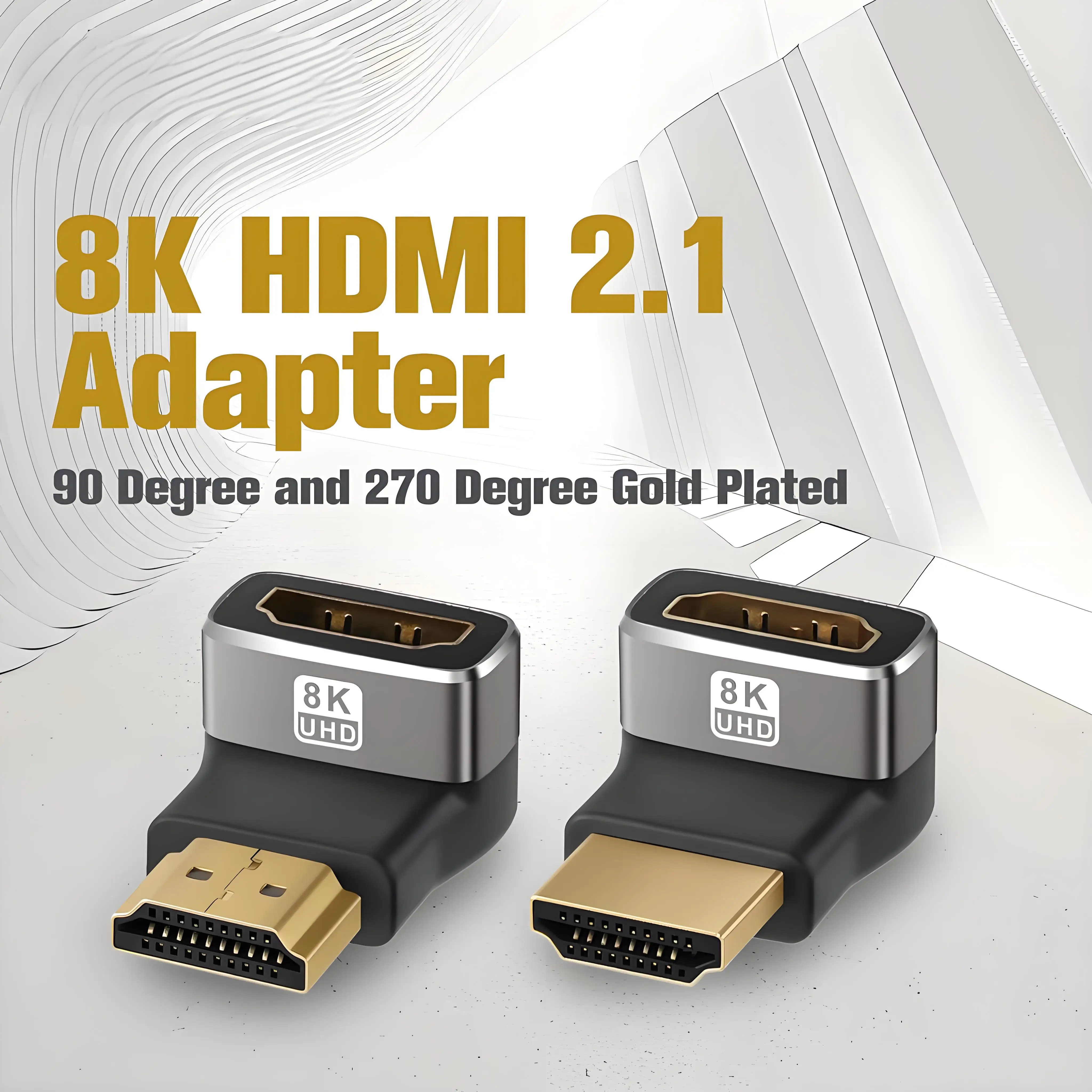 

8K HDMI-compatible Adapter 90 Degree and 270 Degree 2 Pack Right Angle Male to Female Connector Converter for PC monitor TV box