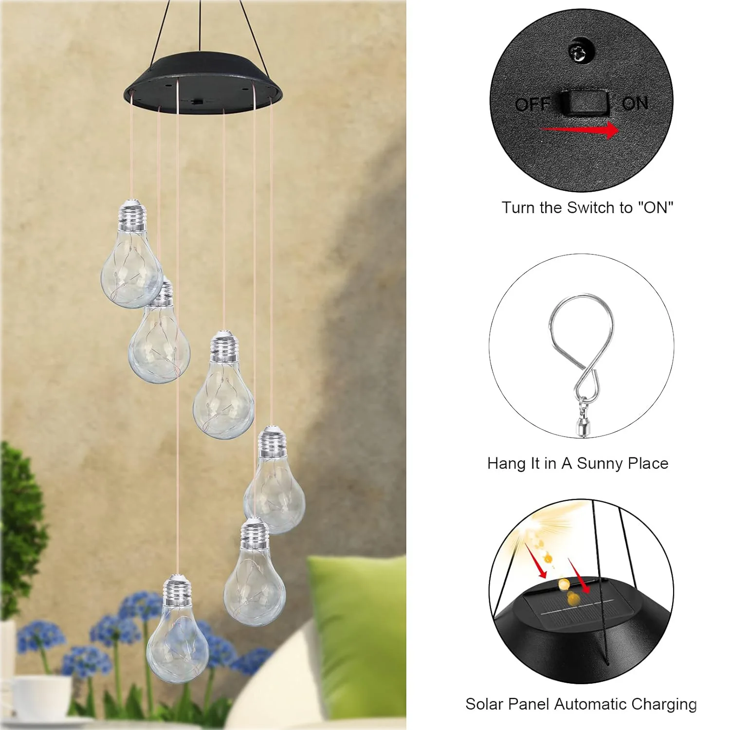 

outdoor solar bulb ball 30 LED copper wire wind chime garden light Christmas garden decoration landscape light