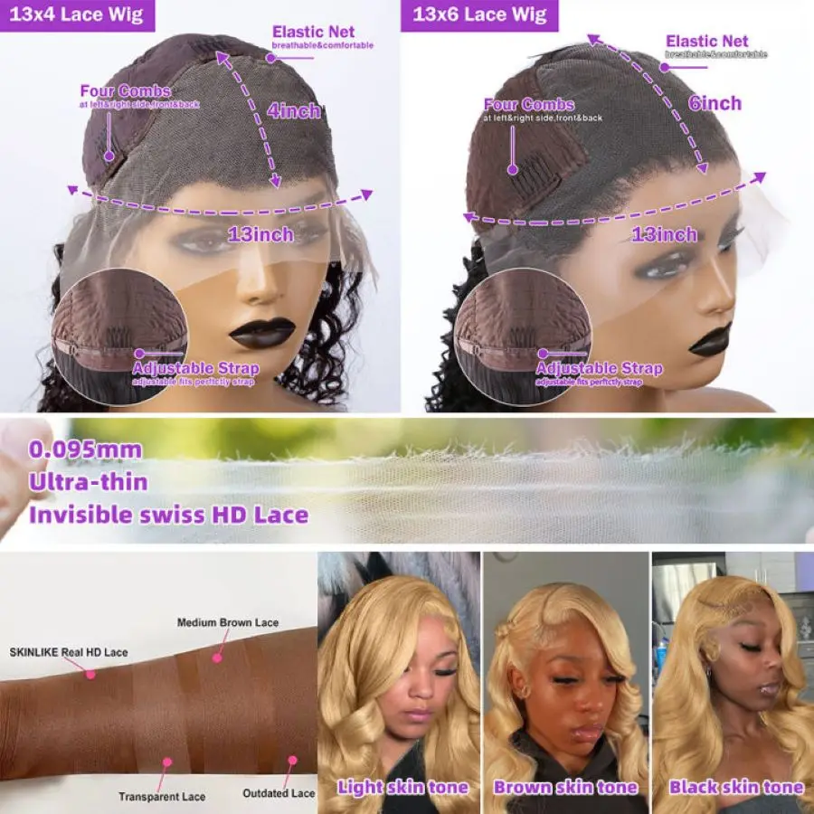 Brazilian #27 Honey Blonde 30 34 Inch Body Wave 13x4 Lace Front Human Hair Wig 13x6 HD Transparent Lace Frontal Wigs 200 Density