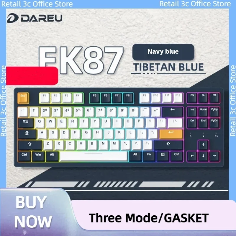 

Dareu Ek87 Wireless 87-Key Mechanical Keyboard 2.4g Bluetooth Wired USB Three-Mode Gaming RGB Customized Hot-Swappable Keyboard