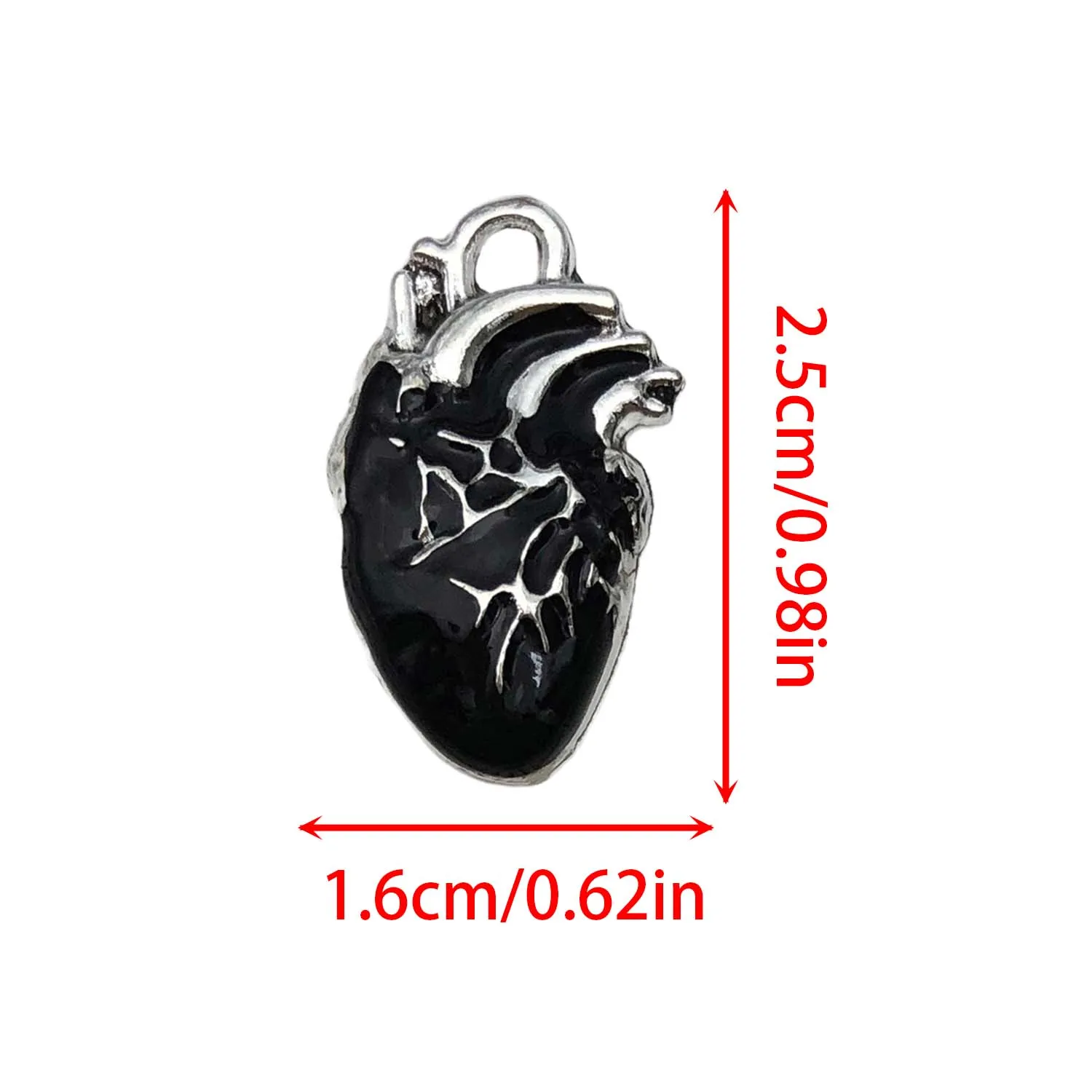 10pcs 16*25mm Gothic Human Organ Heart Charms Alloy Pendants For DIY Bracelet Necklace Earrings Jewelry Making Accessories