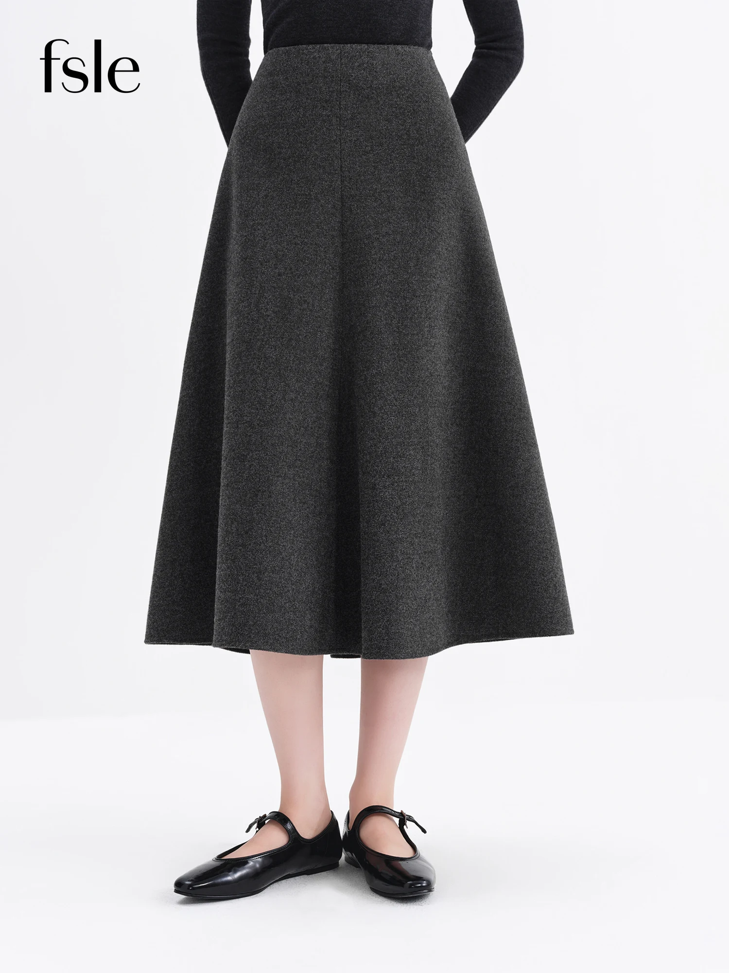 

FSLE 2025 Autumn Winter Women's High Waist A-Line Skirt Large Flared Hem Midi Pleated Retro Elegant Casual Versatile Skirts