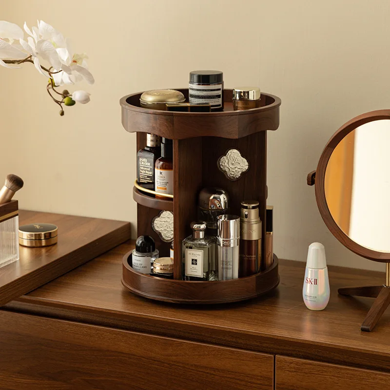 

Cosmetics Storage Box Desktop Premium Skin Care Products Dresser Shelf Wooden Medium Antique Perfume Storage Rack