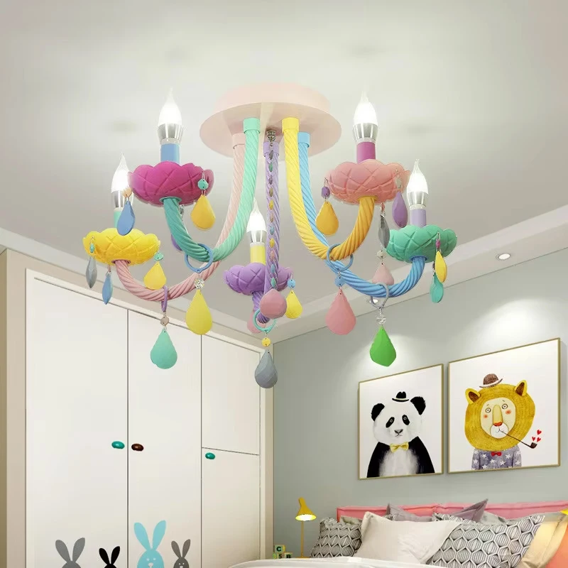 

European Color Crystal Ceiling Lamp Children Bedroom Color Ceiling Light American Style Home Living Room Modern Lighting Fixture