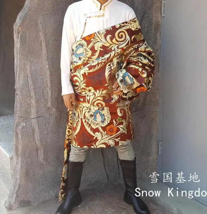 

Chinese Tibetan Robe Men Winter Jacquard Coat Wedding Tradition