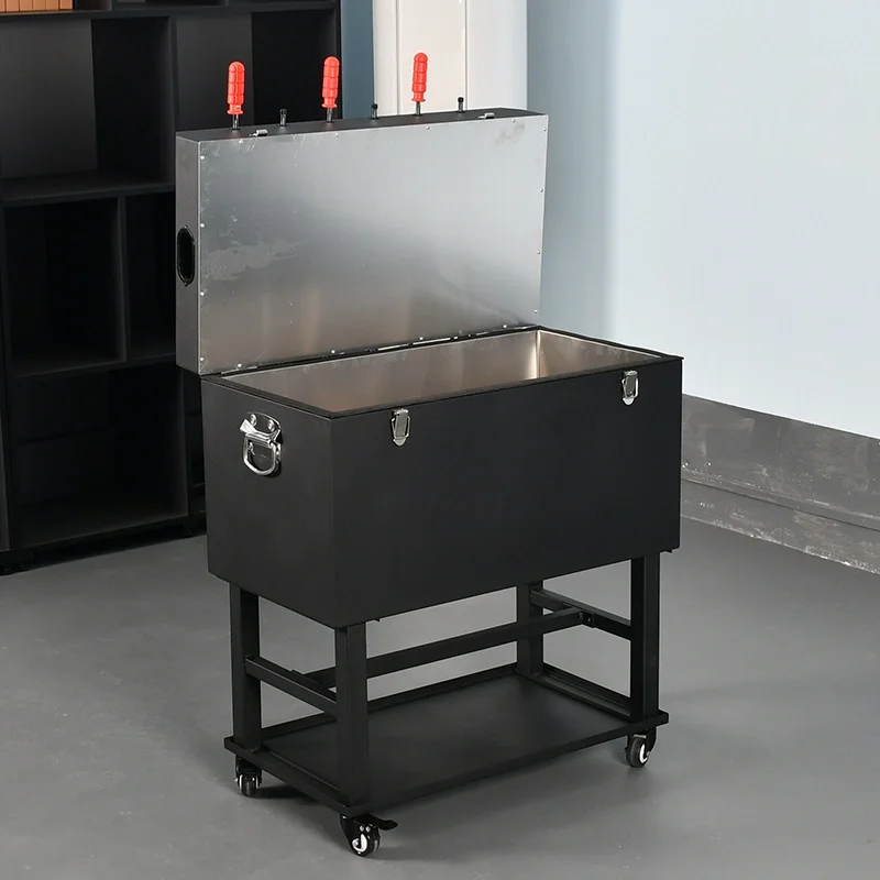 27" Cooler Soccer Table Baby Foot Foosball Soccer Game Table with Cooler Box and Wheels view 2