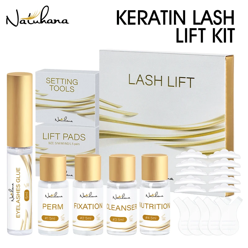 NATUHANA Eyelash brow lift kit Enhancer Eyelash Lifting LashLasting 4-6 Week Fixation Lash Curling Makeup