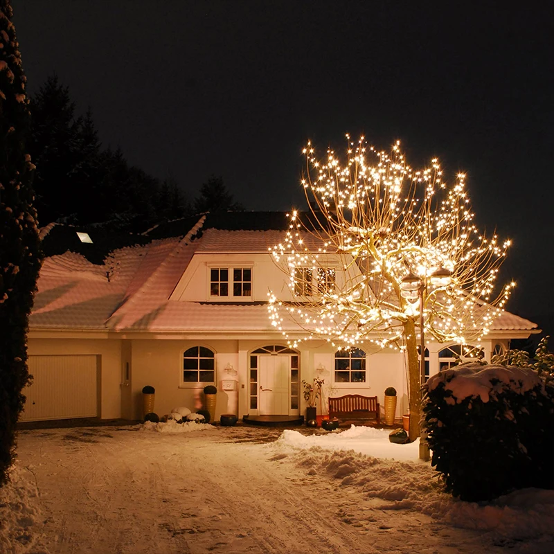 Mini guirxiété lumineuse LED pour sapin de Noël argenté, lumières dégradées, guirxiété, extérieur, étanche, lampe de décoration pour la rue, la maison, 200m