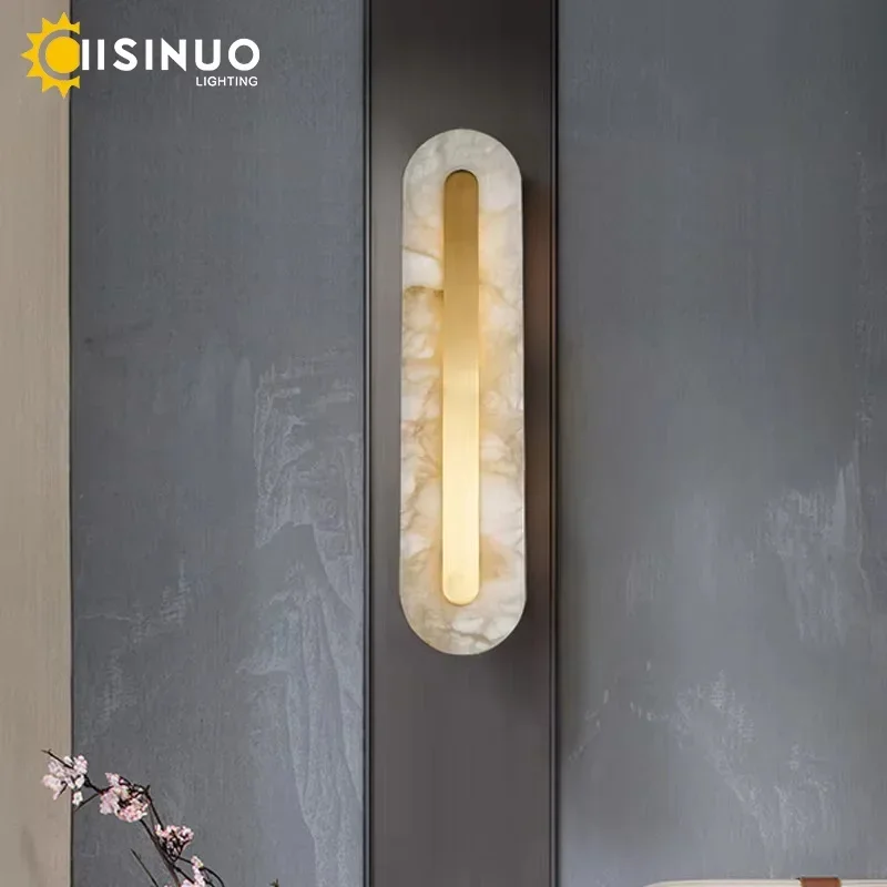 

Full copper marble wall lamp, living room background wall lamp, staircase corridor lamp, natural marble wall lamp, bedroom bedsi