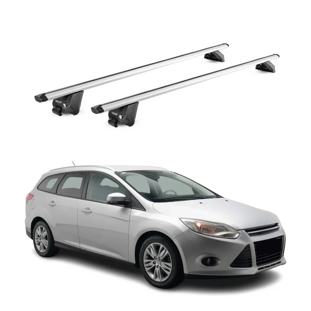 Roof Rack Cross Bars for Ford Focus Wagon 2012-2018 Alu Grey 2-Pack