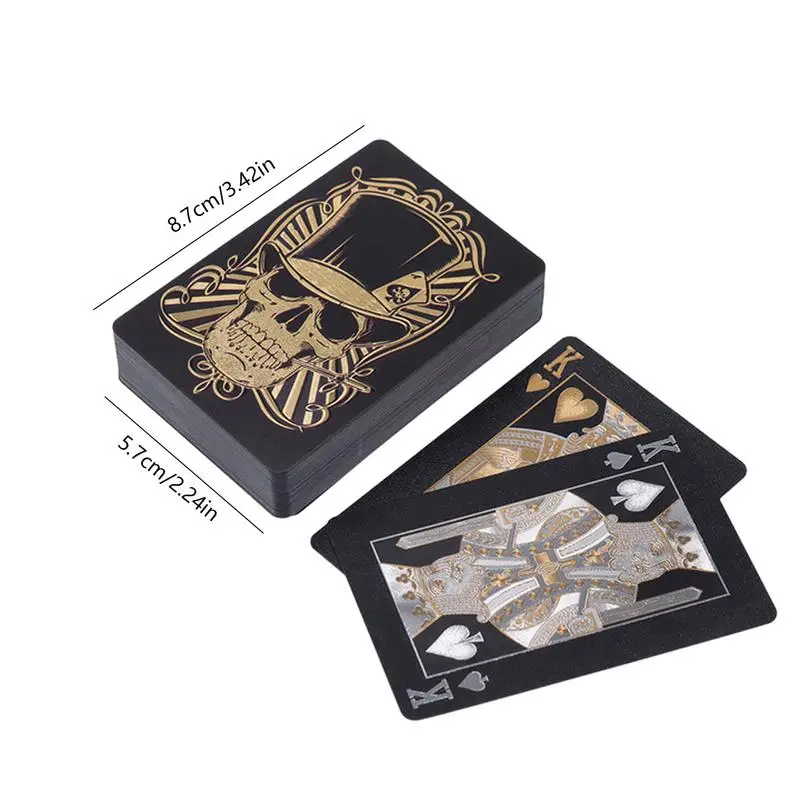 Skull Playing Cards PVC Poker Cards Skull-Themed Deck Of Cards Flexible Foil Playing Cards Comes With Storage Box For Texas