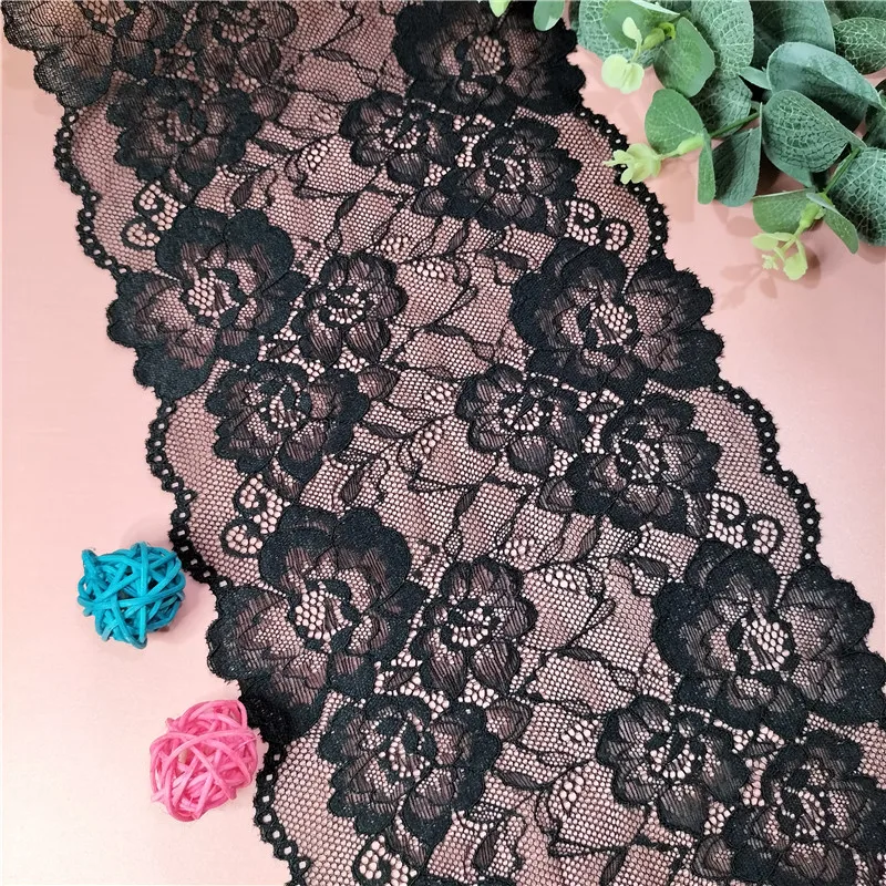 2023Black Light Purple Bean Paste18.5CM Elastic 18.5CM Pressed Lace Clothes Sskirt Underwear Sewing Accessories E1077