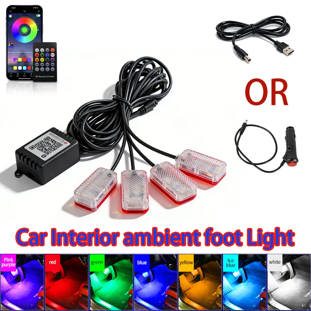 Kabellose RGB Neon LED Auto-Fußraumbeleuchtung mit APP-Fernbedienung und Musiksteuerung für modifizierte Innenraum-Atmosphäre