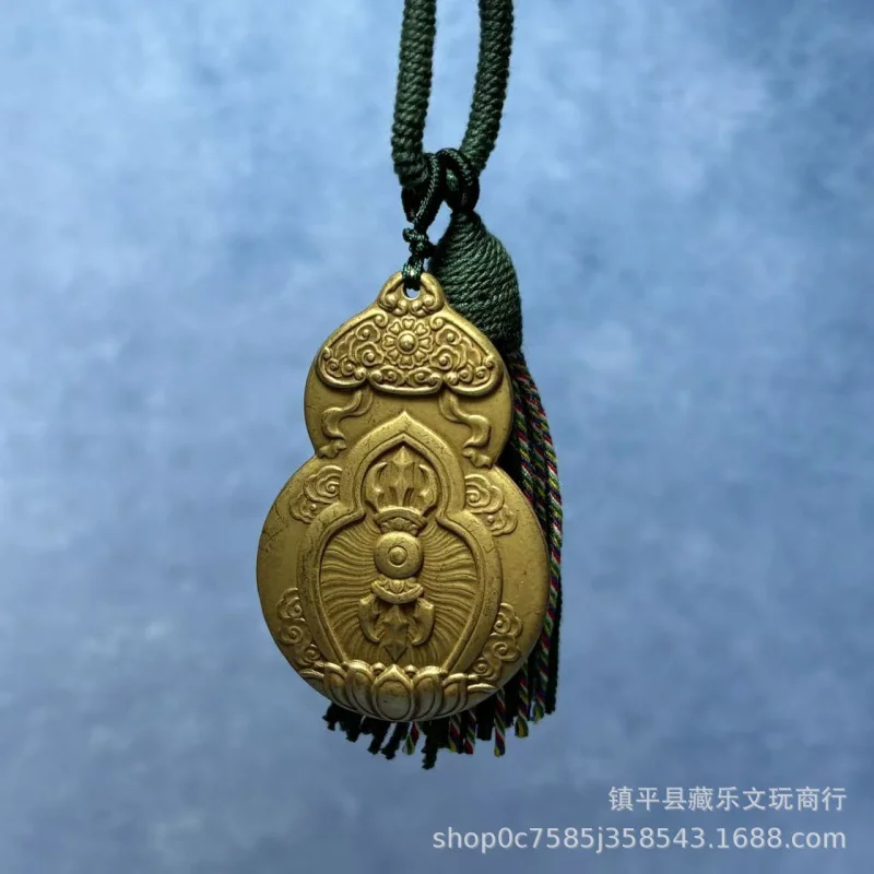 Brass Gourd Guanyin , Ancient Style Tassel Ornament, Chinese Buddhist Figurine Pendant, Home Decor Craft