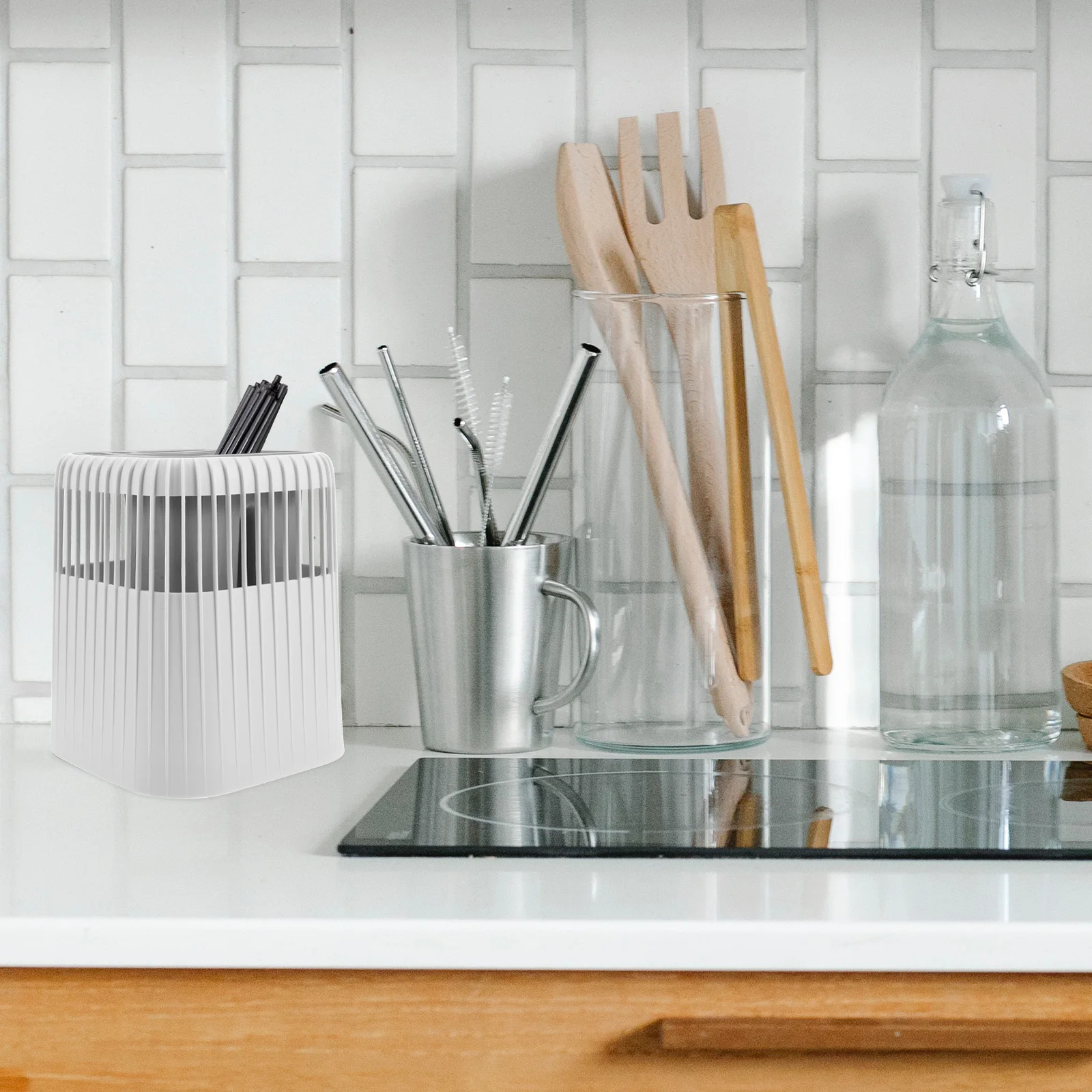 

Knife Storage Cylinder Multifunctional Kitchen Utensil ganizer Rack Draining Rotating Silverware Holder