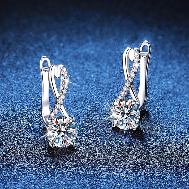 HORRIPAL 1CT D VVS1 Moissanite Hoop Earring 925 Sterling Silver GRA Certified Plated 18k White Gold Party Wedding Fine Jewelry