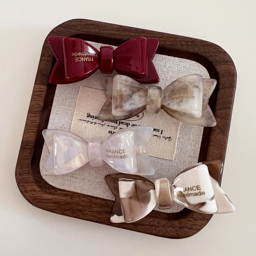 Korean Style Acetate Bow Hair Clip Minimalist Duckbill Barrettes Elegant Minimalist Hair Accessories For Women Girl Daily Wear