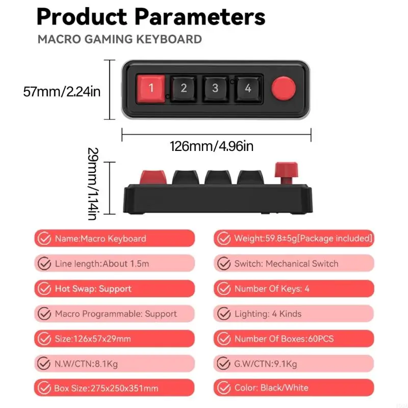 Mini клавиатура 4 клавиша Mechanical Gaming Keyboard Programmable Key Double USB 193A